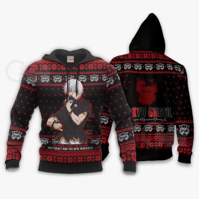 1102 AOP Kakeki Ken Ugly Christmas Sweater VA 2 hoodie font and back - Tokyo Ghoul Merch