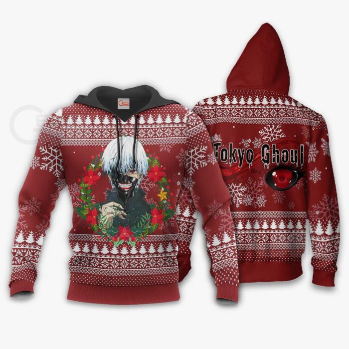 1102 AOP Tokyo Ghoul Ugly Christmas Sweater VA Kaneki3 2 hoodie font and back - Tokyo Ghoul Merch