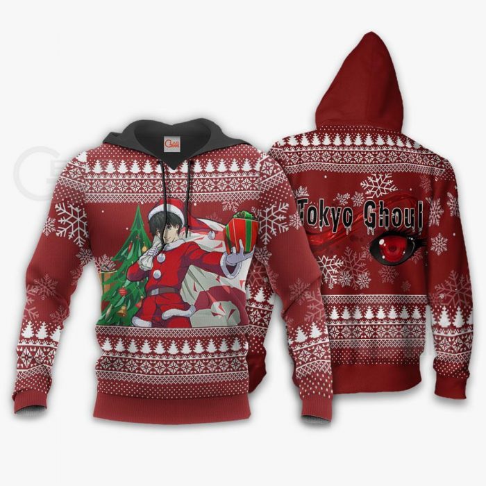 1102 AOP Tokyo Ghoul Ugly Christmas Sweater VA Kaneki 2 hoodie font and back - Tokyo Ghoul Merch