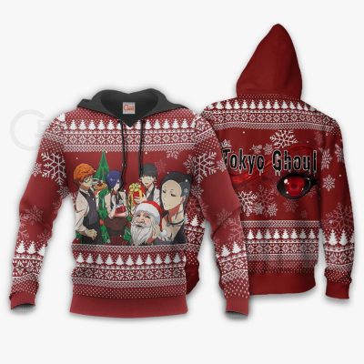 1102 AOP Tokyo Ghoul Ugly Christmas Sweater VA 2 hoodie font and back - Tokyo Ghoul Merch