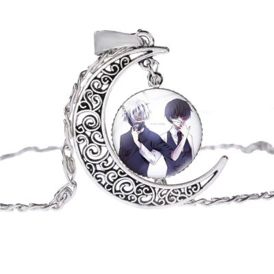 Anime Tokyo Ghoul Necklace Pendant Kaneki Ken Cartoon Figure Long Neck Chain Hollow Moon Round Glass 1 - Tokyo Ghoul Merch