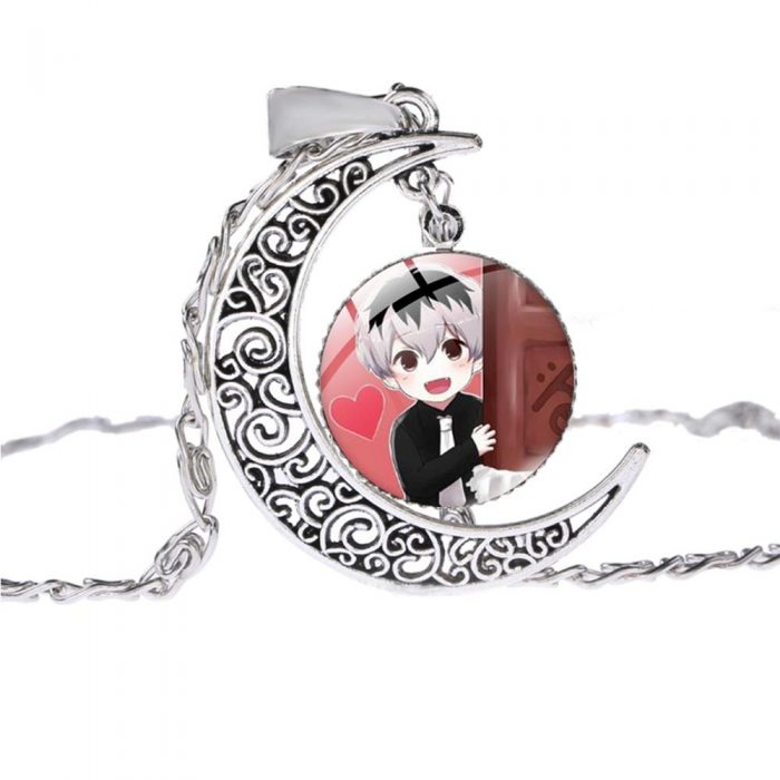 Anime Tokyo Ghoul Necklace Pendant Kaneki Ken Cartoon Figure Long Neck Chain Hollow Moon Round Glass 2 - Tokyo Ghoul Merch