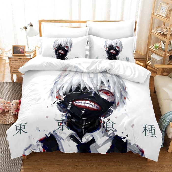 Horror Anime Tokyo Ghoul Print Bedding Set Adult Children Cartoon Duvet Cover Pillowcase Double Queen Large 12 - Tokyo Ghoul Merch