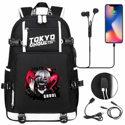 New Anime Tokyo Ghoul Prints Backpack Student School Book Bags Teenagers Schoolbags Women Men USB Laptop 1 - Tokyo Ghoul Merch