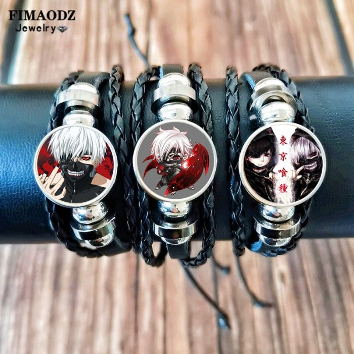 New Tokyo Ghoul Bracelet for Fans Men Anime Figures Cosplay Custom Glass Picture Handmade Leather Bracelets - Tokyo Ghoul Merch