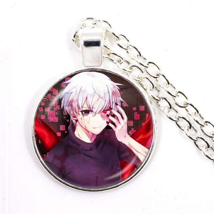 Popular Anime Tokyo Ghoul Necklace Ken Kaneki Mask Figure Glass Cabochon Pendant Necklace Cosplay Women Men 2 - Tokyo Ghoul Merch