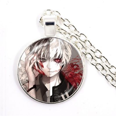 Popular Anime Tokyo Ghoul Necklace Ken Kaneki Mask Figure Glass Cabochon Pendant Necklace Cosplay Women Men 4 - Tokyo Ghoul Merch