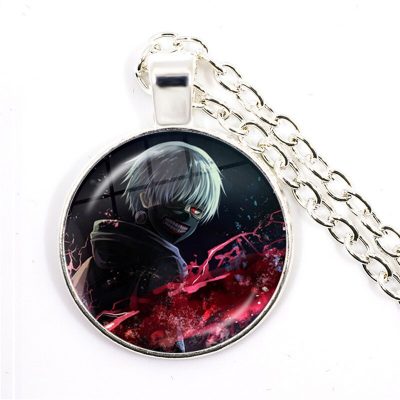 Popular Anime Tokyo Ghoul Necklace Ken Kaneki Mask Figure Glass Cabochon Pendant Necklace Cosplay Women Men 5 - Tokyo Ghoul Merch