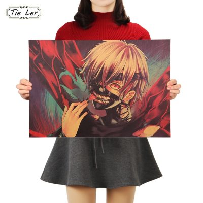 TIE LER 1PC Cartoons Anime Tokyo Ghoul Vintage Kraft Paper Poster Painting Cafe Bar Decoration Painting - Tokyo Ghoul Merch