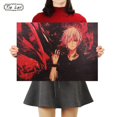 TIE LER Classic Animation Tokyo Ghoul Poster Vintage Retro Kraft Paper Wall Sticker 51 5X36cm - Tokyo Ghoul Merch