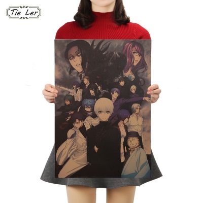 TIE LER Classic Anime Tokyo Ghoul Character Poster Kraft Wall Paper Painting Bar Kids Room Home - Tokyo Ghoul Merch Store