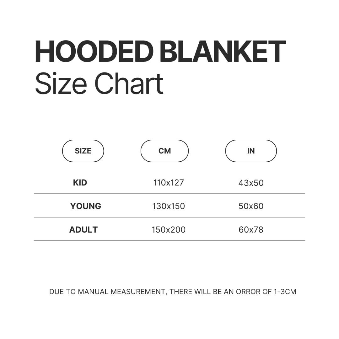 Hooded Blanket Size Chart - Tokyo Ghoul Merch