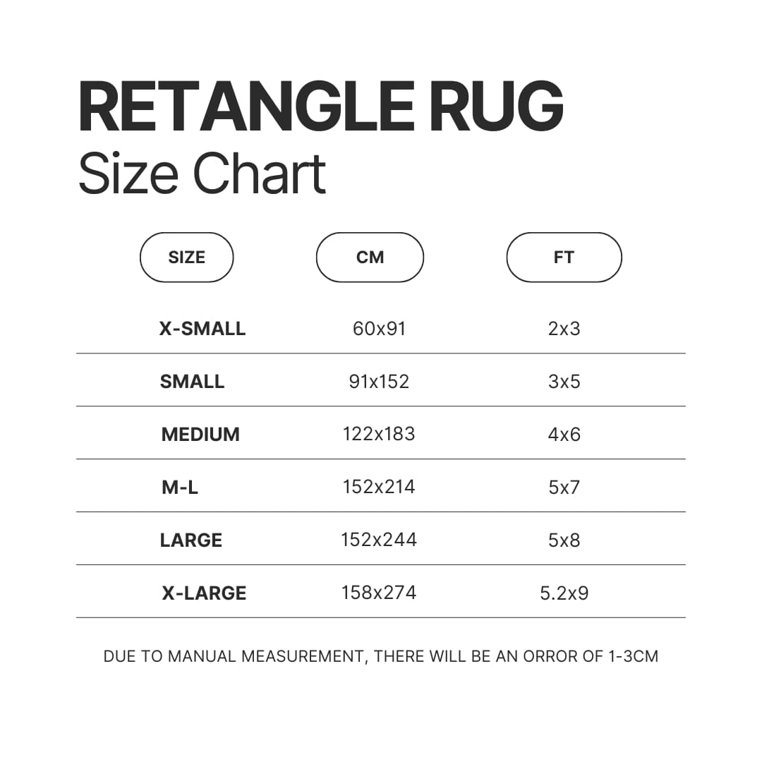 Retangle Rug Size Chart - Tokyo Ghoul Merch