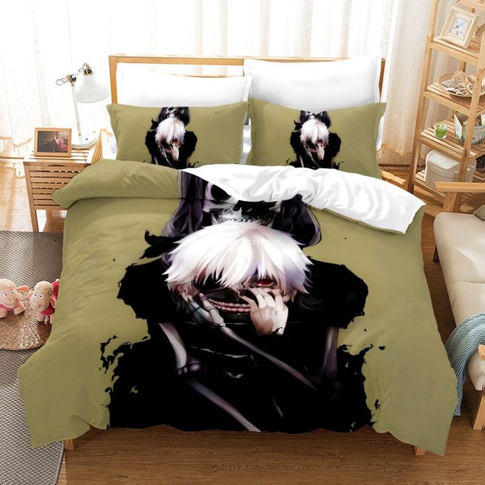 Horror Anime Tokyo Ghoul Print Bedding Set Adult Children Cartoon Duvet Cover Pillowcase Double Queen Large 13 - Tokyo Ghoul Merch