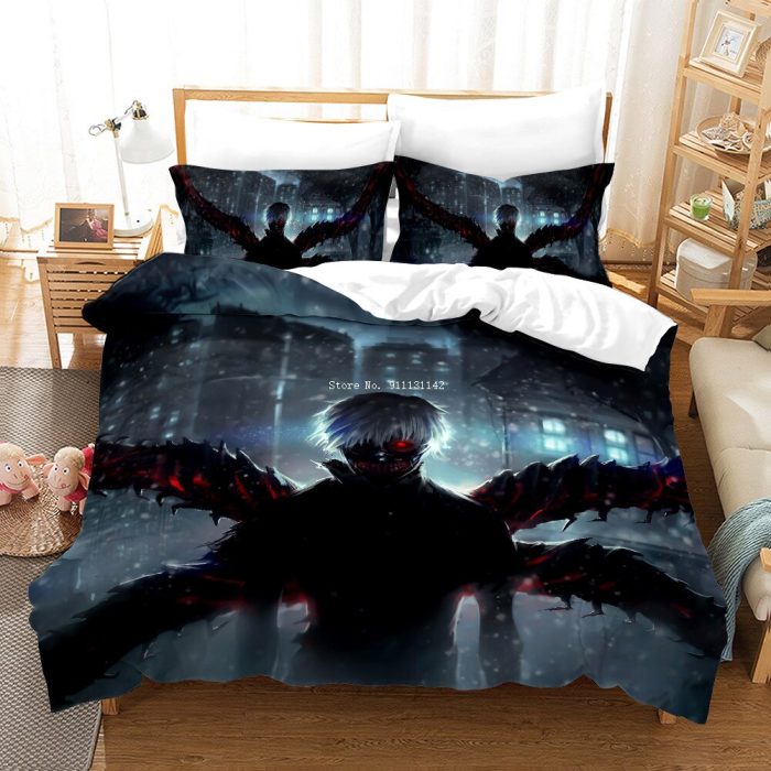Horror Anime Tokyo Ghoul Print Bedding Set Adult Children Cartoon Duvet Cover Pillowcase Double Queen Large 16 - Tokyo Ghoul Merch